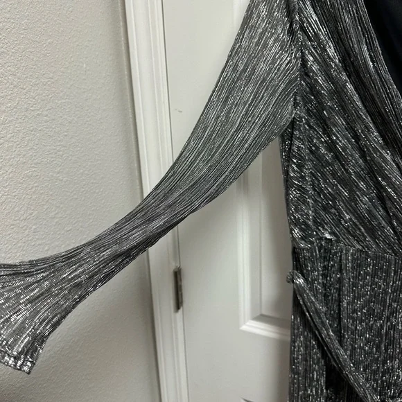 Gently Used Eliza J Elegant Silver Wrap jumpsuit - Picture 3 of 8